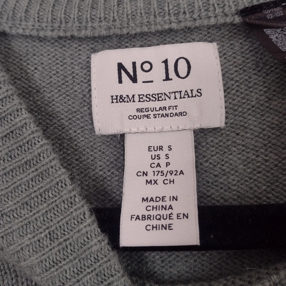 H&M Essentials No. 10 Wool Blend Crewneck Raglan Sweater Sage Green Men's Small